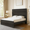 Cyme King Size Bed w Plank Headboard | Minimalist Charcoal Black