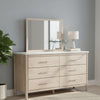 Mooran 2pc Dresser Mirror Set | 6 Drawer | Light Brown | White Faux Marble