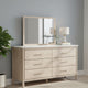 Mooran 2pc Dresser Mirror Set | 6 Drawer | Light Brown | White Faux Marble