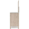 Mooran 2pc Dresser Mirror Set | 6 Drawer | Light Brown | White Faux Marble