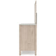 Mooran 2pc Dresser Mirror Set | 6 Drawer | Light Brown | White Faux Marble