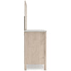 Mooran 2pc Dresser Mirror Set | 6 Drawer | Light Brown | White Faux Marble