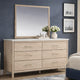 Mooran 2pc Dresser Mirror Set | 6 Drawer | Light Brown | White Faux Marble