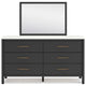 Mooran 2pc Dresser Mirror Set | 6 Drawer | Matte Black | White Faux Marble