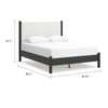 Mooran Queen Size Bed | White Polyester Upholstery | Modern Black Wood