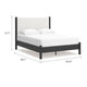 Mooran Queen Size Bed | White Polyester Upholstery | Modern Black Wood