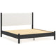 Mooran King Size Bed | White Polyester Upholstery | Modern Black Wood