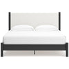 Mooran King Size Bed | White Polyester Upholstery | Modern Black Wood