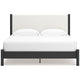 Mooran King Size Bed | White Polyester Upholstery | Modern Black Wood