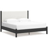 Mooran King Size Bed | White Polyester Upholstery | Modern Black Wood