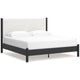 Mooran King Size Bed | White Polyester Upholstery | Modern Black Wood