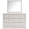 Aly 2pc Dresser & Mirror Set | 6 Drawers w Chrome Handles | White