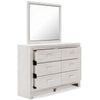 Aly 2pc Dresser & Mirror Set | 6 Drawers w Chrome Handles | White