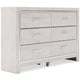 Aly 2pc Dresser & Mirror Set | 6 Drawers w Chrome Handles | White