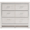 Aly 2pc Dresser & Mirror Set | 6 Drawers w Chrome Handles | White