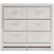 Aly 2pc Dresser & Mirror Set | 6 Drawers w Chrome Handles | White
