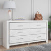 Aly 2pc Dresser & Mirror Set | 6 Drawers w Chrome Handles | White