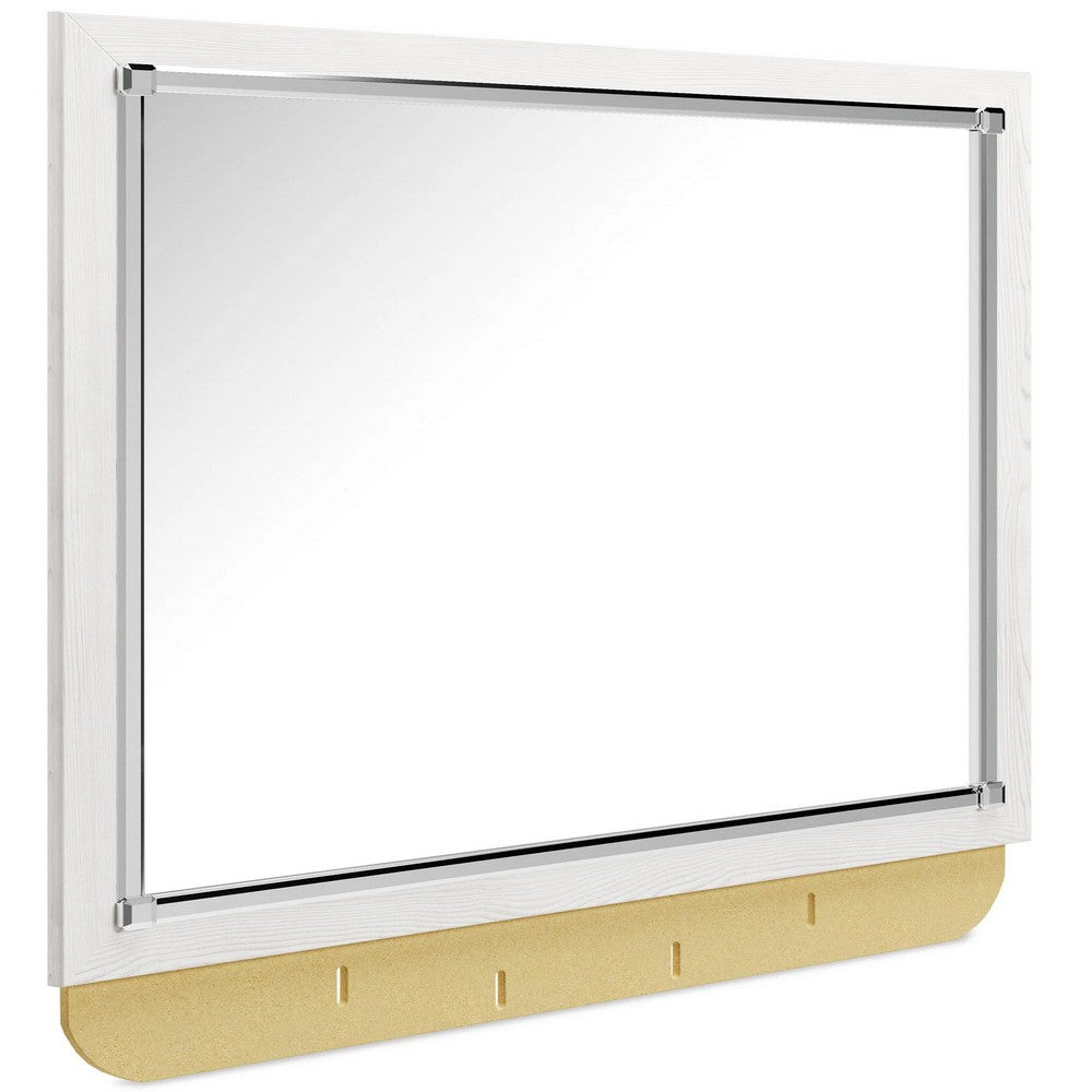 Aly 2pc Dresser & Mirror Set | 6 Drawers w Chrome Handles | White