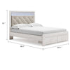 Aly Queen Size Storage Bed w Gray Button Tufted LED Headboard | White