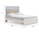 Aly Queen Size Storage Bed w Gray Button Tufted LED Headboard | White