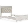 Aly Queen Size Panel Bed w Gray Button Tufted LED Headboard | White