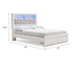 Aly Queen Size Storage Bed w Gray Tufted Bookcase Headboard | White | LED