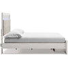 Aly King Size Storage Bed w Gray Button Tufted LED Headboard | White
