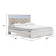 Aly King Size Storage Bed w Gray Button Tufted LED Headboard | White