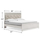 Aly King Size Panel Bed w Gray Button Tufted LED Headboard | White