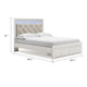 Aly Queen Size Storage Bed w Gray Button Tufted LED Headboard | White