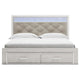 Aly King Size Storage Bed w Gray Button Tufted LED Headboard | White