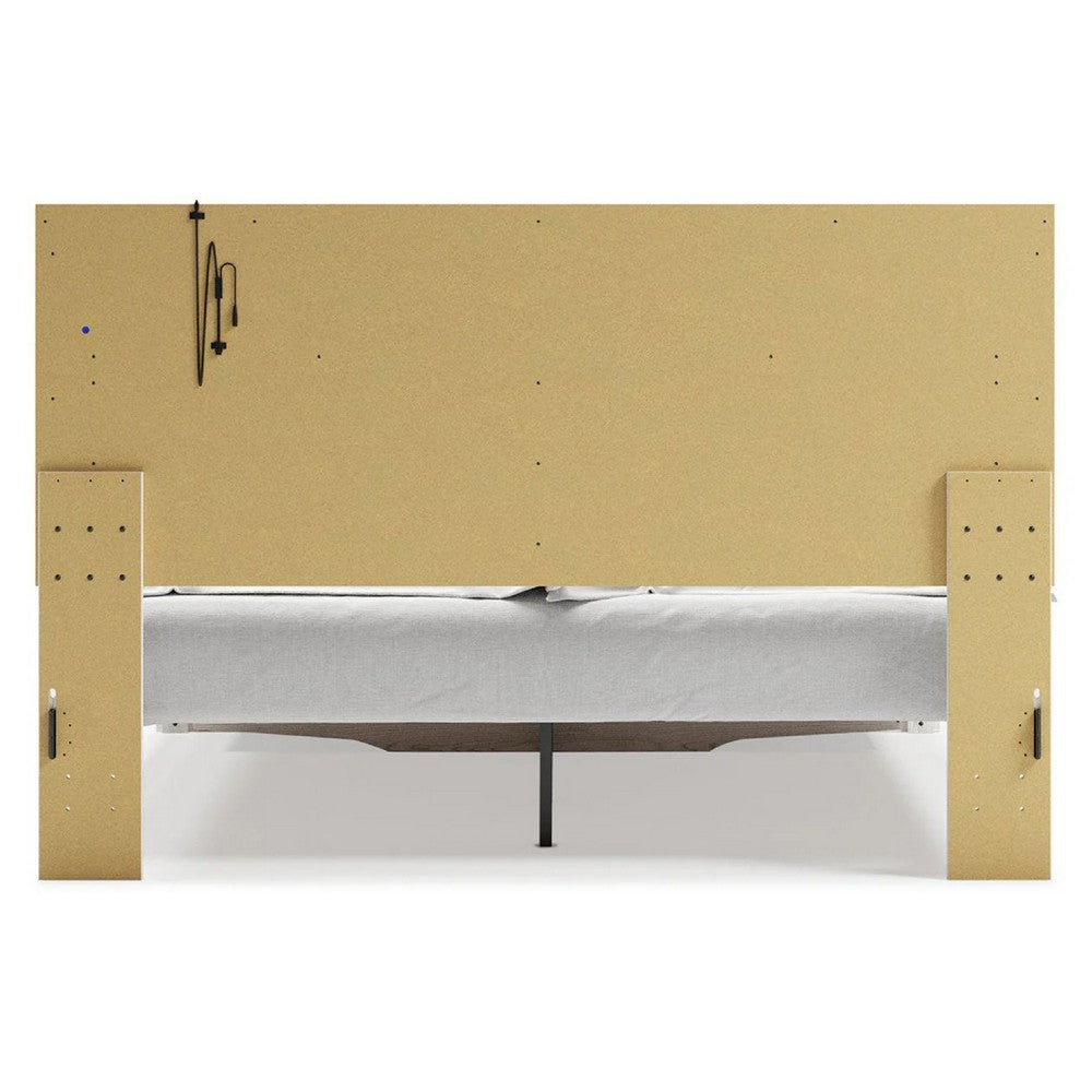 Aly King Size Storage Bed w Gray Button Tufted LED Headboard | White