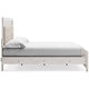 Aly King Size Panel Bed w Gray Button Tufted LED Headboard | White