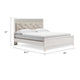 Aly King Size Panel Bed w Gray Button Tufted LED Headboard | White