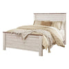 Isla Queen Panel Bed | Faux Planks Block Pattern | Whitewash & Brown Wood
