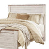 Isla Queen Panel Bed | Faux Planks Block Pattern | Whitewash & Brown Wood