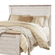 Isla Queen Panel Bed | Faux Planks Block Pattern | Whitewash & Brown Wood