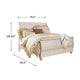 Isla King Sleigh Bed | Faux Planks | Carved Metal Accent | Whitewash Wood
