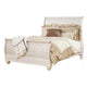 Isla Queen Sleigh Bed | Faux Planks | Carved Metal Accent | Whitewash Wood