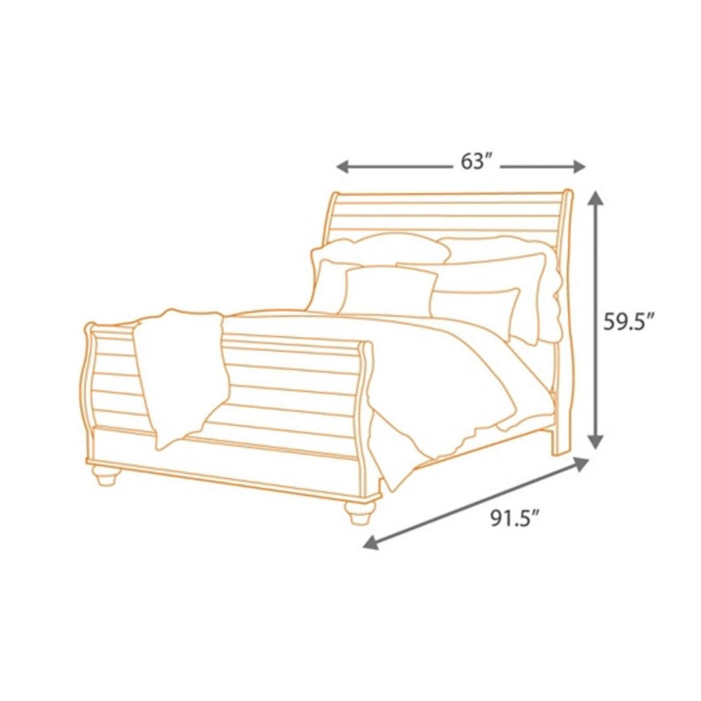 Isla Queen Sleigh Bed | Faux Planks | Carved Metal Accent | Whitewash Wood