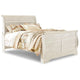 Isla King Sleigh Bed | Faux Planks | Farmhouse Whitewash Wood | Bronze