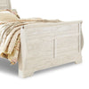 Isla King Sleigh Bed | Faux Planks | Farmhouse Whitewash Wood | Bronze