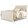Isla Queen Sleigh Bed | Faux Planks | Farmhouse Whitewash Wood | Bronze