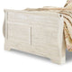 Isla Queen Sleigh Bed | Faux Planks | Farmhouse Whitewash Wood | Bronze