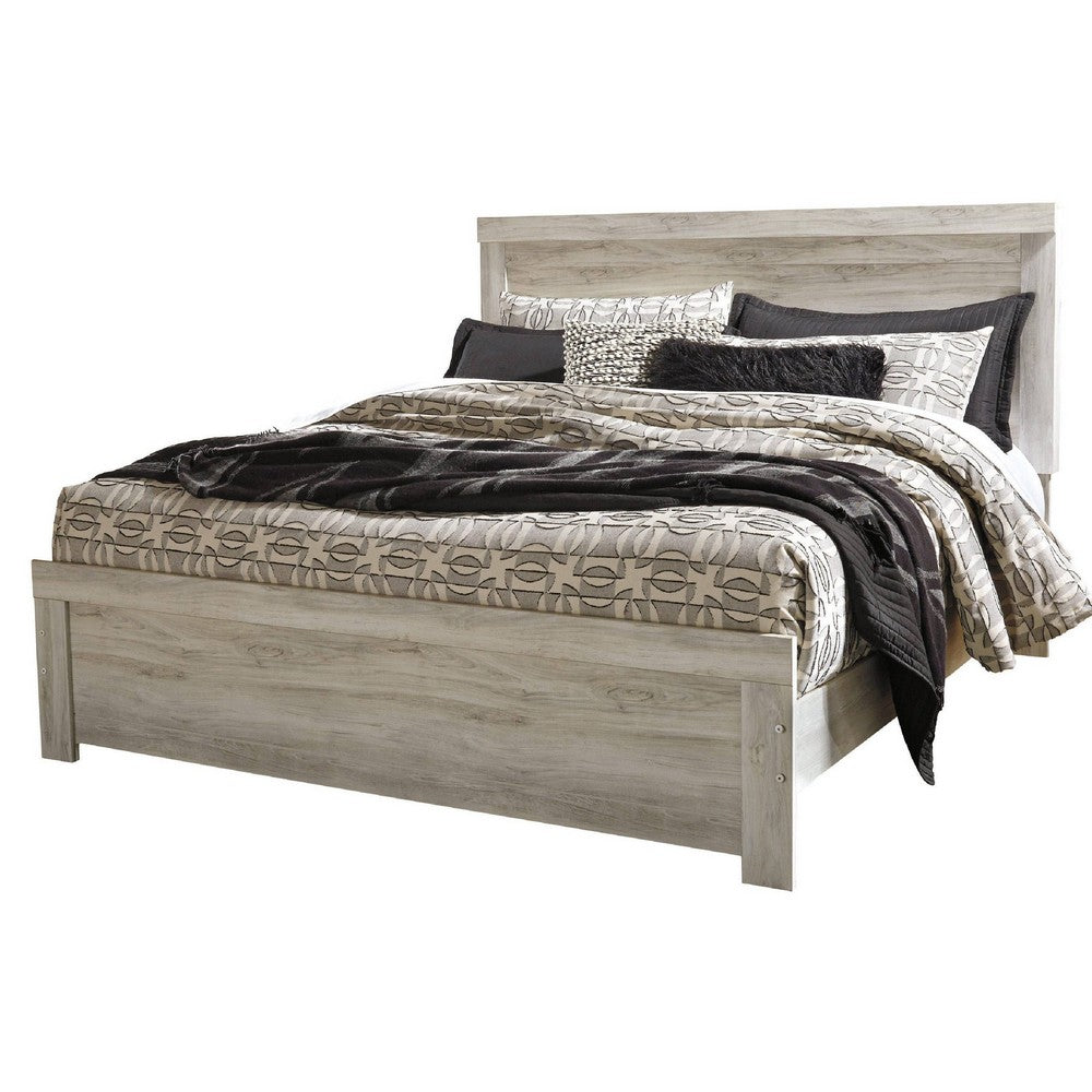 Simon Queen Panel Bed | Bordered Headboard & Footboard | Whitewash Wood