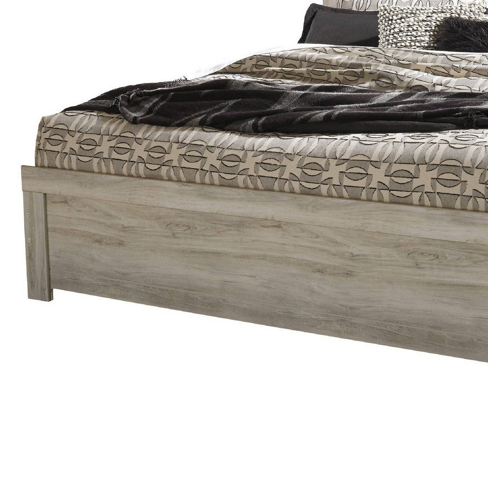 Simon Queen Panel Bed | Bordered Headboard & Footboard | Whitewash Wood