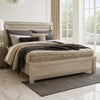 Simon Queen Panel Bed | Bordered Headboard & Footboard | Whitewash Wood