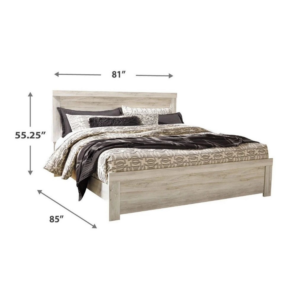 Simon King Panel Bed | Bordered Headboard & Footboard | Whitewash Wood
