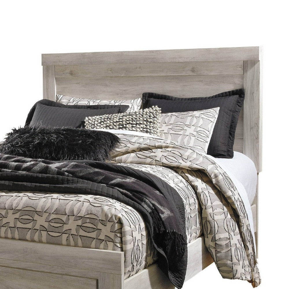 Simon Queen Platform Bed | 2 Drawer Footboard | Weathered Whitewash Wood