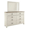 Isla Dresser & Mirror Set | 6 Drawers | Brown Faux Plank Top | Whitewash